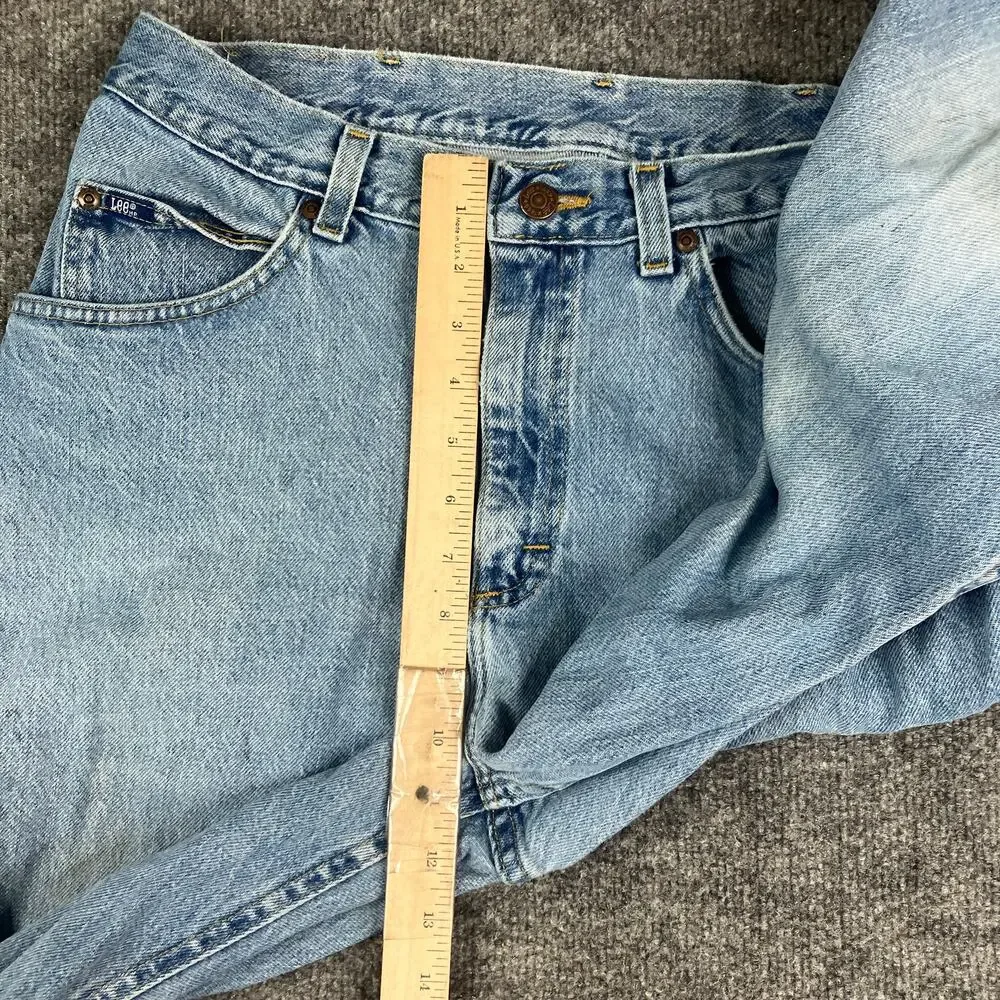 Vintage Lee Mens 34x30 Light Wash Distressed Relaxed Fit Straight Leg‎ Jeans
